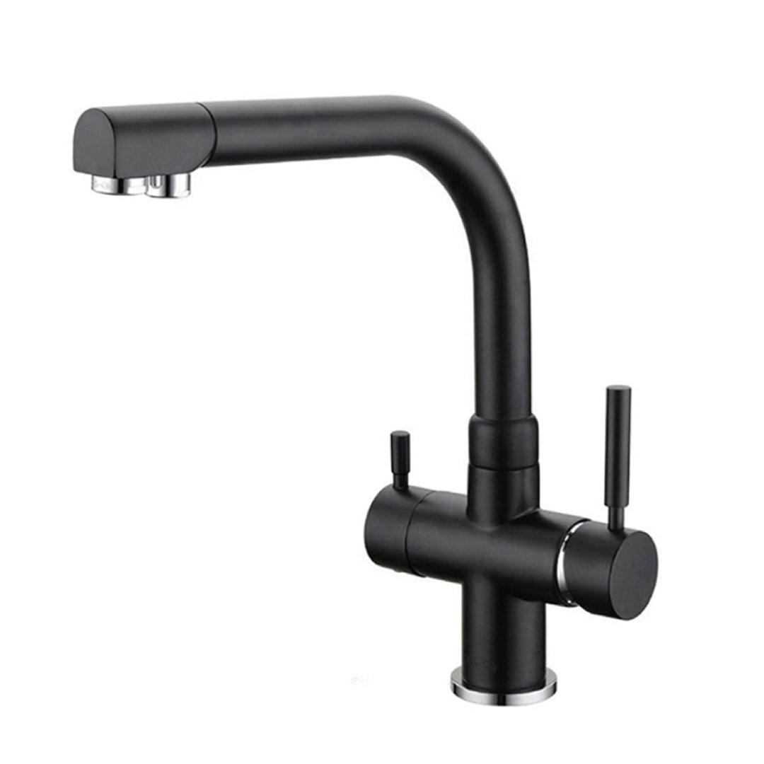 Grifo de cocina mezclador 380 de 3 vías y 3/8" negro mate