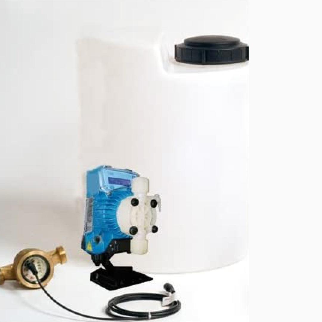 Sistema de cloración proporcional Sentinel TPG603 Bomba PVDF Medidor de caudal de 3/4″ Tanque de 50lt.
