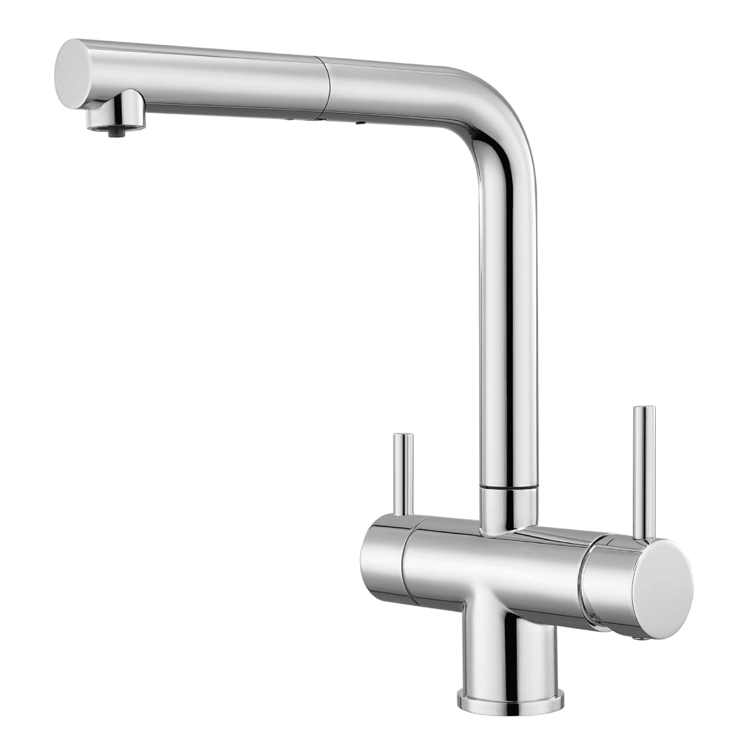 Grifo de cocina mezclador 382 con ducha extraíble de 3 vías 3/8” Cromo