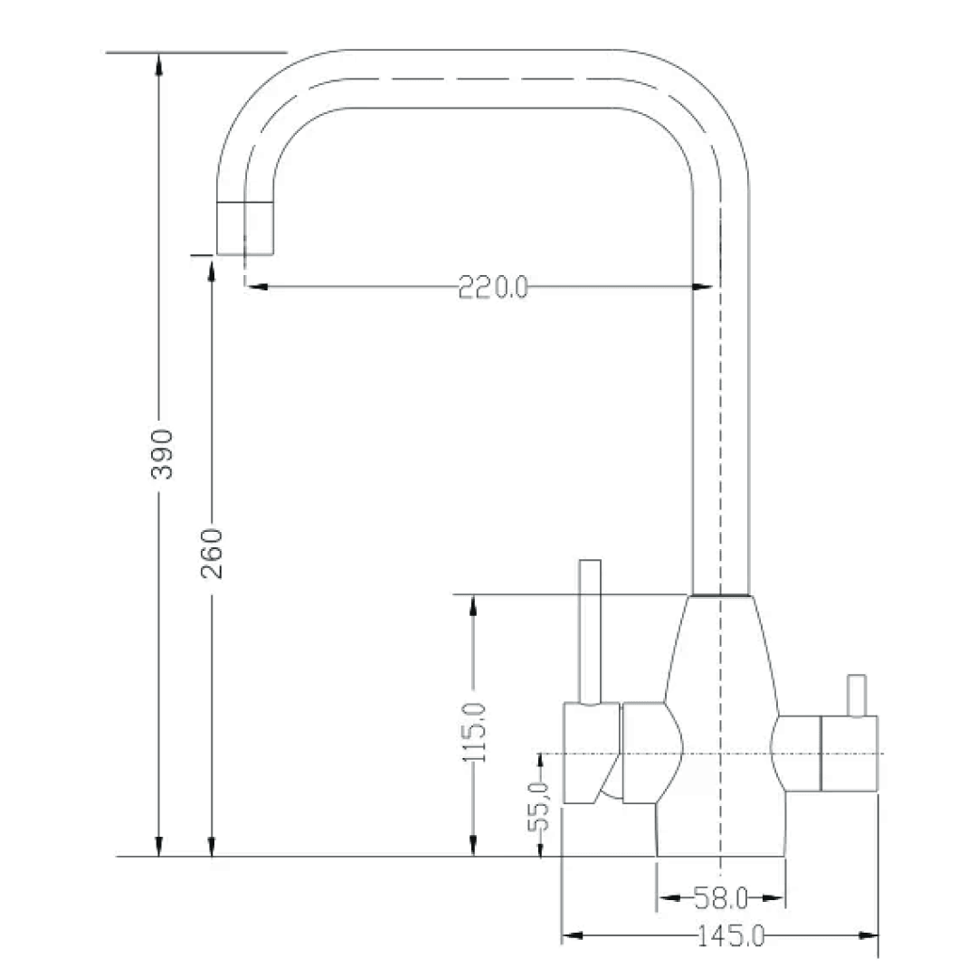 335 rubinetto mix Acciaio Inox 3 vie 3/8” Nero Opaco - AcquaVitale