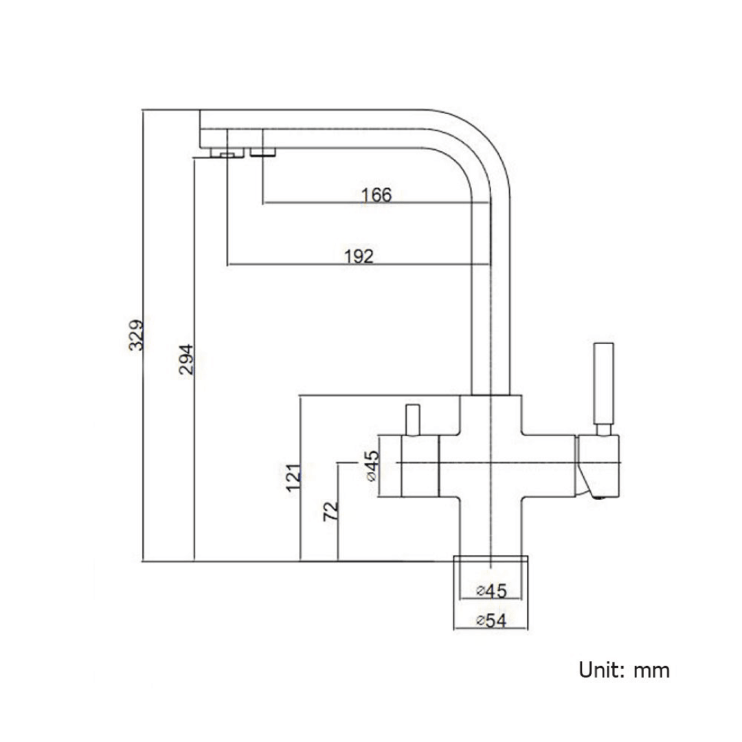 Grifo de cocina mezclador 380 de 3 vías y 3/8" negro mate