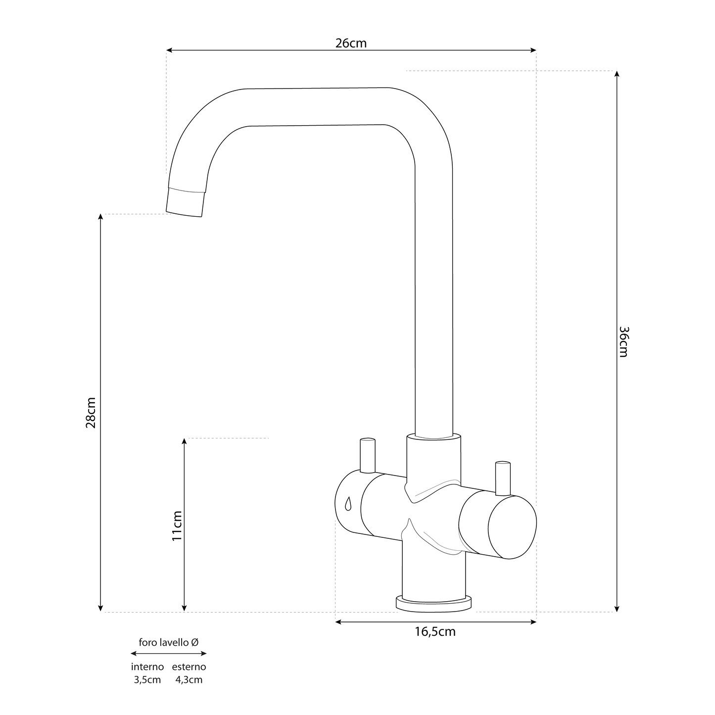 Grifo de cocina Monza de 5 vías de 3/8" de granito y avena