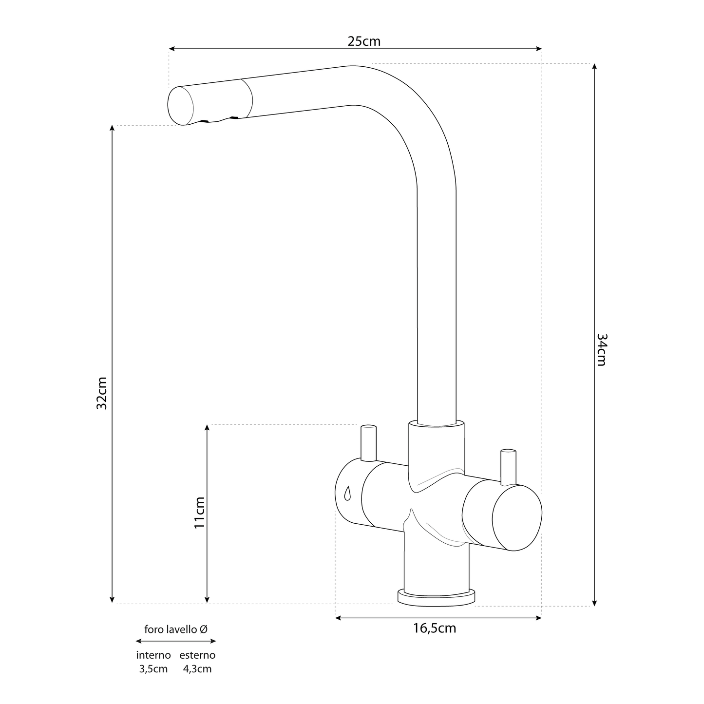 Miscelatore Sorrento Rubinetto da cucina 5 vie 3/8” Nero Opaco