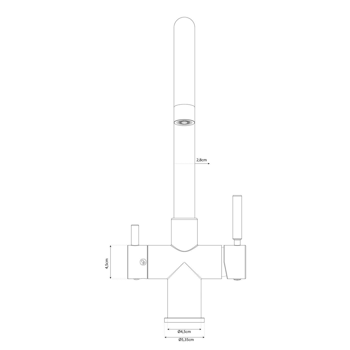 Grifo de cocina de 5 vías 512 de 3/8" en acero inoxidable negro mate