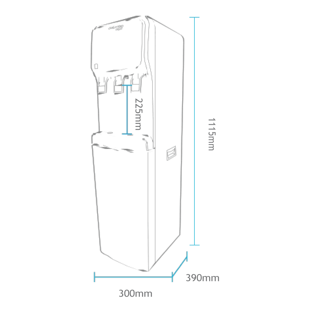 Dispenser acqua colonna misure 1115x390x300mm sistema trattamento professionale