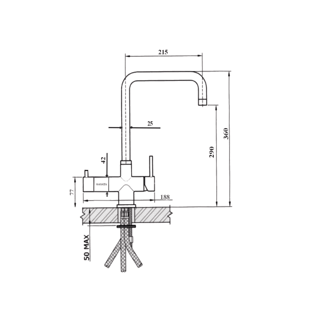 Monza Rubinetto da cucina 4 vie 3/8” Cromo - AcquaVitale