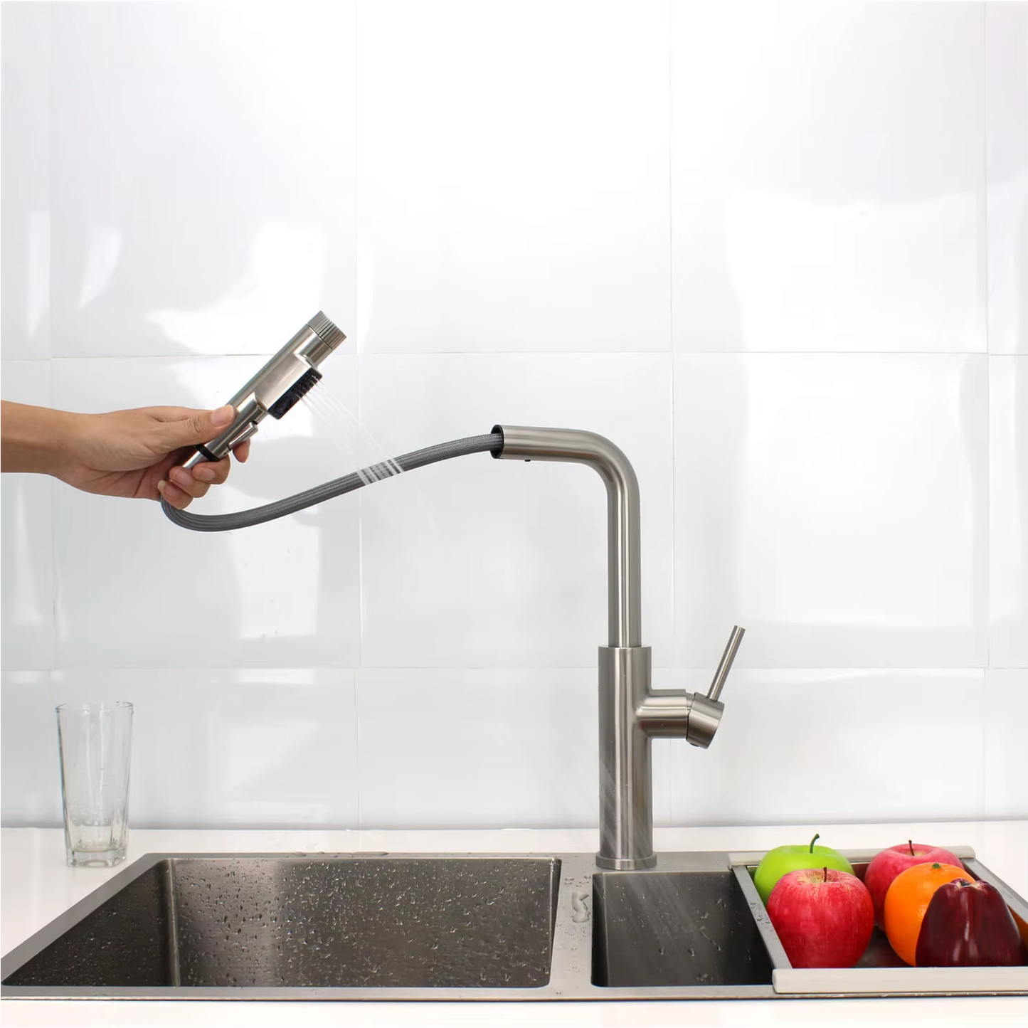 Grifo de cocina 384 con rociador extraíble de 3 vías Granito Avena