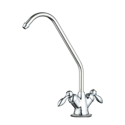 220 Grifo para purificadores de agua de 2 vías con columna de 1/4" - Cromado con manijas en forma de estrella