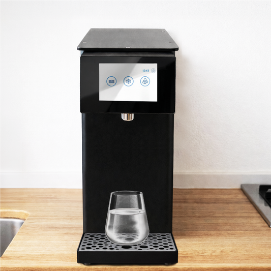 Kansas Electronic Refrigeratore acqua con Filtrazione Sopralavello 15Lt/h. Nero con display touch 4,3” – 3 Vie Liscia ambiente, fredda e gassata