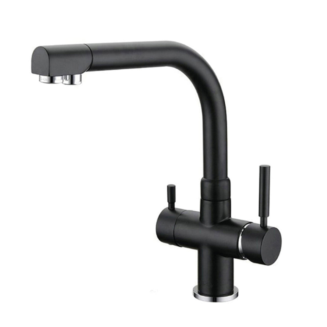 Grifo de cocina mezclador 380 de 3 vías y 3/8" negro mate