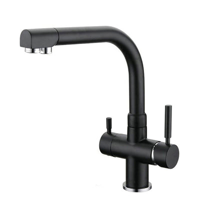 Grifo de cocina mezclador 380 de 3 vías y 3/8" negro mate