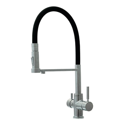 Rubinetto Cucina 4 Vie 460 Doccetta Gomma Cromo/Nero | Design Bicolore