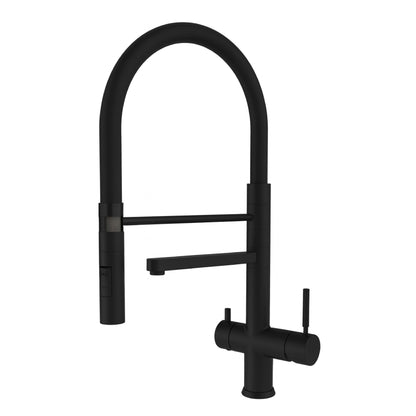 580 Rubinetto da cucina con Doccetta in gomma 5 vie Acciaio Inox Senza metalli pesanti 3/8” Nero Opaco