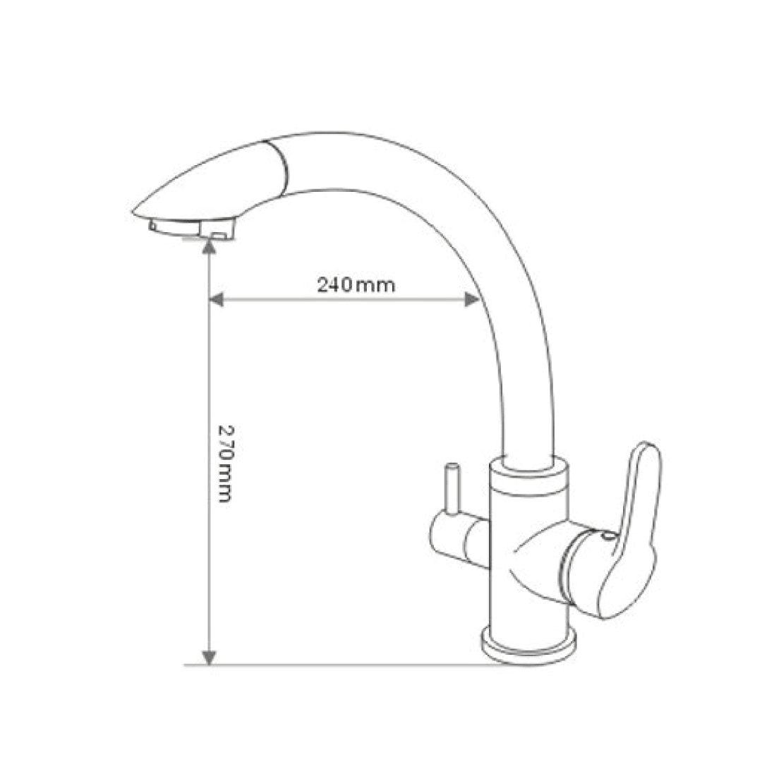 340 Rubinetto da cucina 3 vie 3/8” Cromo - AcquaVitale