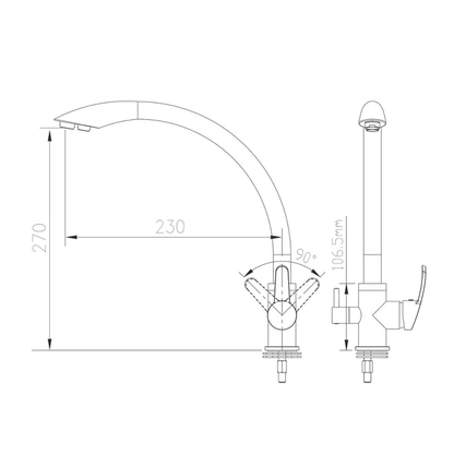 340 Rubinetto da cucina 3 vie 3/8” Ottone - AcquaVitale