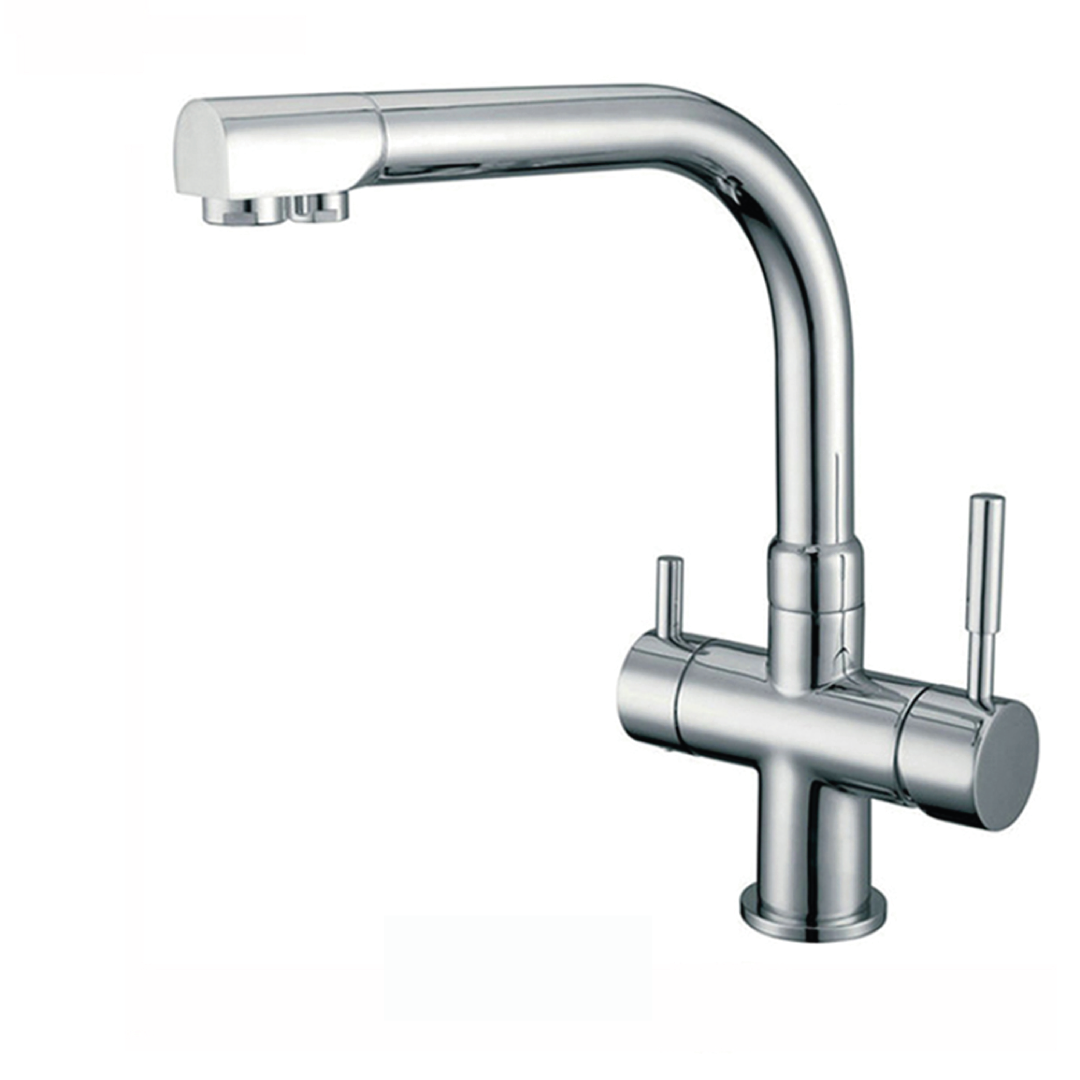 Grifo de cocina mezclador 380 de 3 vías y 3/8" negro mate