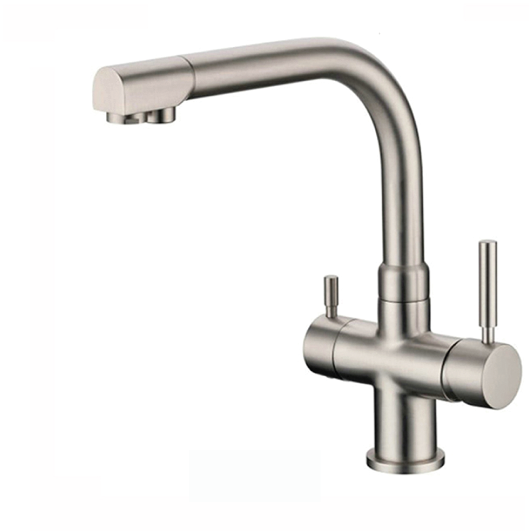 Grifo de cocina mezclador 380 de 3 vías y 3/8" negro mate
