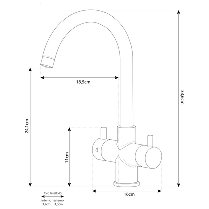 Verona Rubinetto da cucina 3 vie 3/8” Nero Opaco