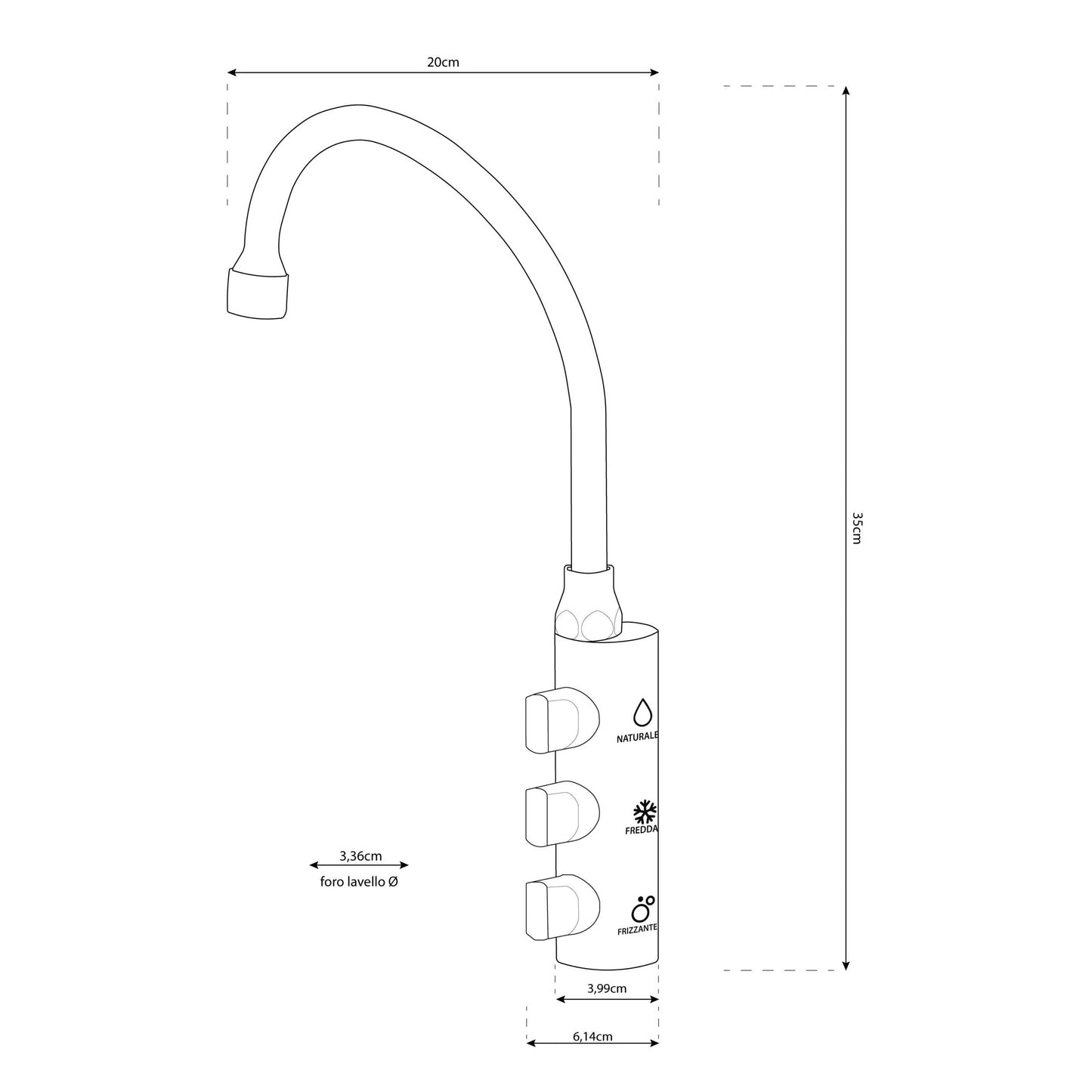 Miscelatore Firenze Rubinetto di prelievo supplementare per depuratori 3 Vie 6mm. Cromo