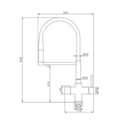 Rubinetto Cucina 4 Vie 460 con Doccetta Cromo | Installazione Universale | AcquaVitale®