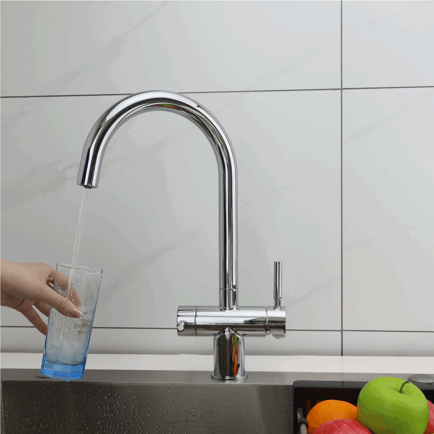 Grifo de cocina de 5 vías 512 de 3/8" de níquel cepillado y acero inoxidable