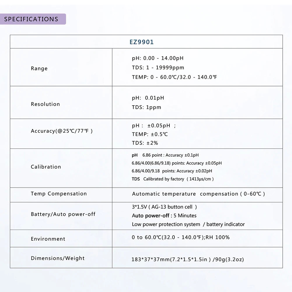 Tester 3 in 1 TDS pH Temperatura Digitale | Misura Completa Acqua