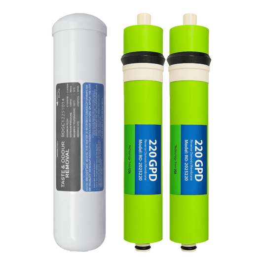 Kit manutenzione Oregon Eco completo con 2 membrane RO 220 GPD e filtro GAC