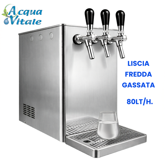 Idaho Refrigeratore acqua con Filtrazione 80Lt/h. Soprabanco – 3 vie, Liscia, Gassata e Fredda