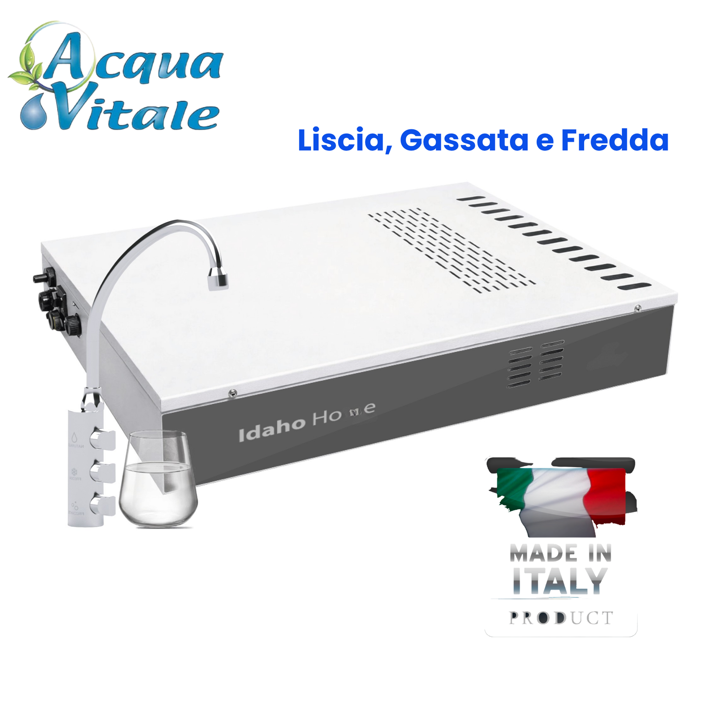 Idaho Home Silm Frigogasatore acqua con Filtrazione Sottozoccolo – 3 vie, Liscia, Gassata e Fredda