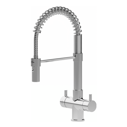 Grifo de cocina de 4 vías Milano con muelle profesional cromado | Hecho en Italia
