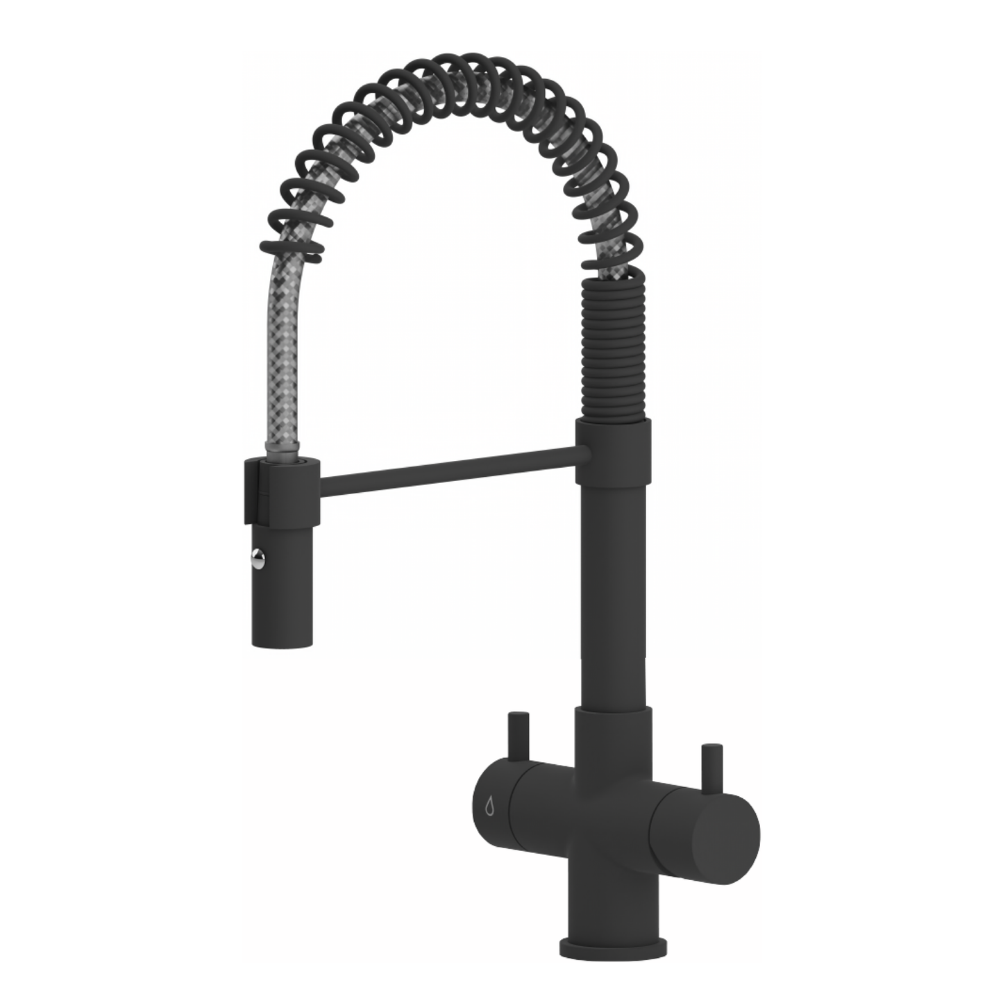 Rubinetto Cucina 4 Vie Milano a Molla Nero Opaco | Professionale Made in Italy | AcquaVitale®