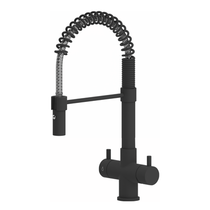 Rubinetto Cucina 4 Vie Milano a Molla Nero Opaco | Professionale Made in Italy | AcquaVitale®