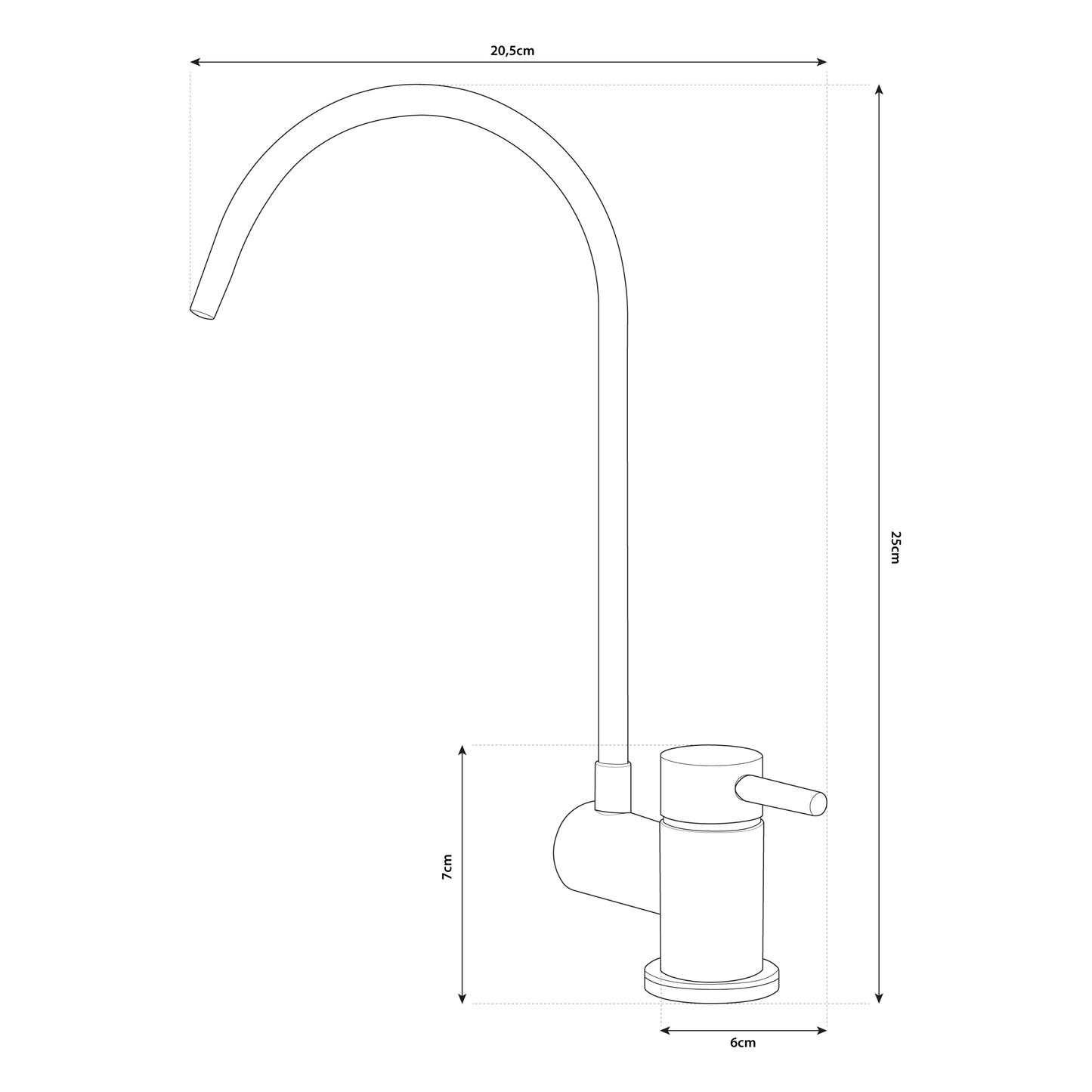 Grifo Sencillo para Purificadores de Agua de 2 Vías Abatible Bajo Ventana 1/4” – Blanco