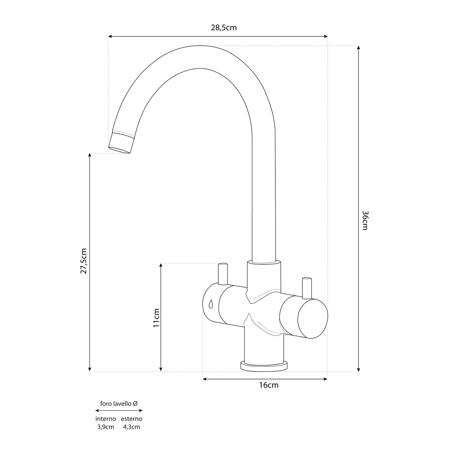 Miscelatore Verona Rubinetto da cucina 5 vie 3/8” Cromo