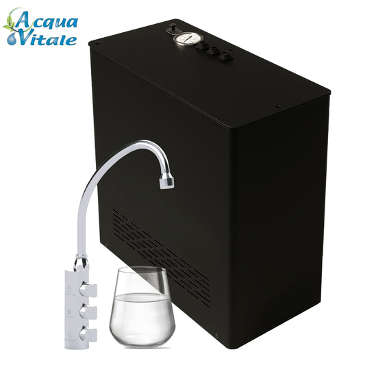 OsmoFizz Plus Refrigeratore Osmosi Inversa Diretta Sottolavello – 3 Vie Acqua Liscia, Fredda e Gassata | Rubinetto e Kit Inclusi | AcquaVitale®