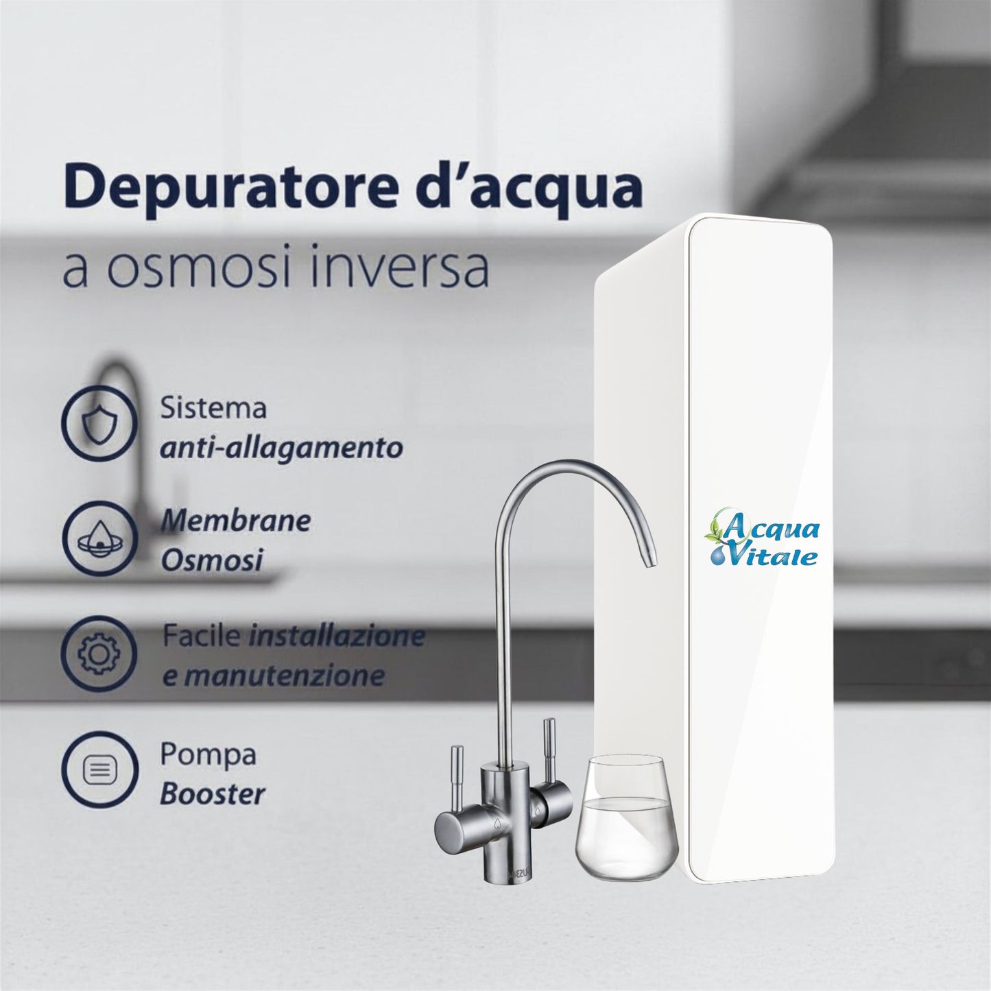 Depuratore Osmosi Inversa Diretta Osmia Elite Spark - Sottolavello 2 Vie Acqua Liscia e Gassata