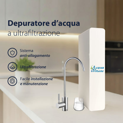 Niva Depuratore Acqua Sottolavello a Ultrafiltrazione – 1 Via Acqua Liscia | Rubinetto e Kit Installazione Inclusi | AcquaVitale®