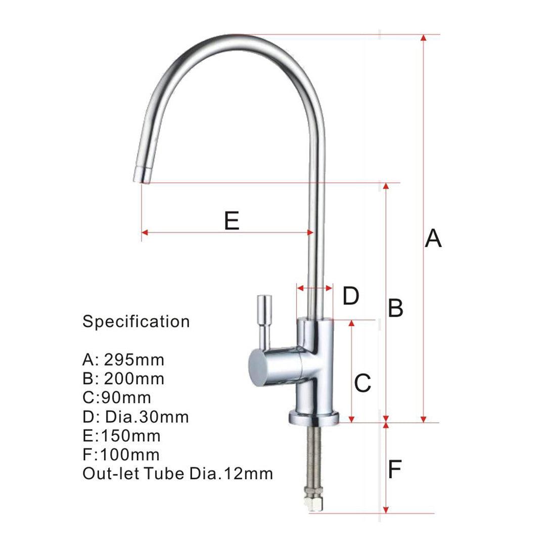 130 Rubinetto di prelievo 1 via per depuratori senza metalli pesanti 1/4” Cromo - AcquaVitale