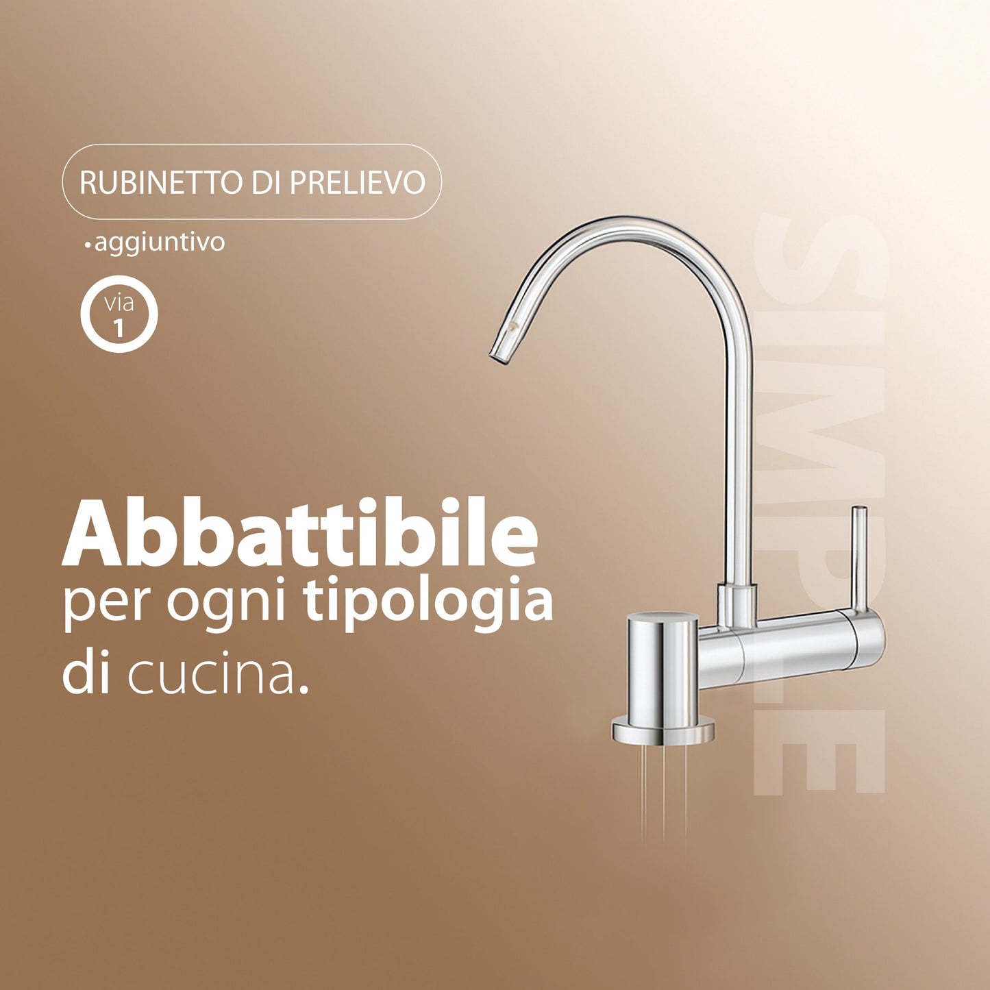 Simple Rubinetto di Prelievo 1 Via Abbattibile Sottofinestra per Depuratori d’acqua 1/4” Bianco