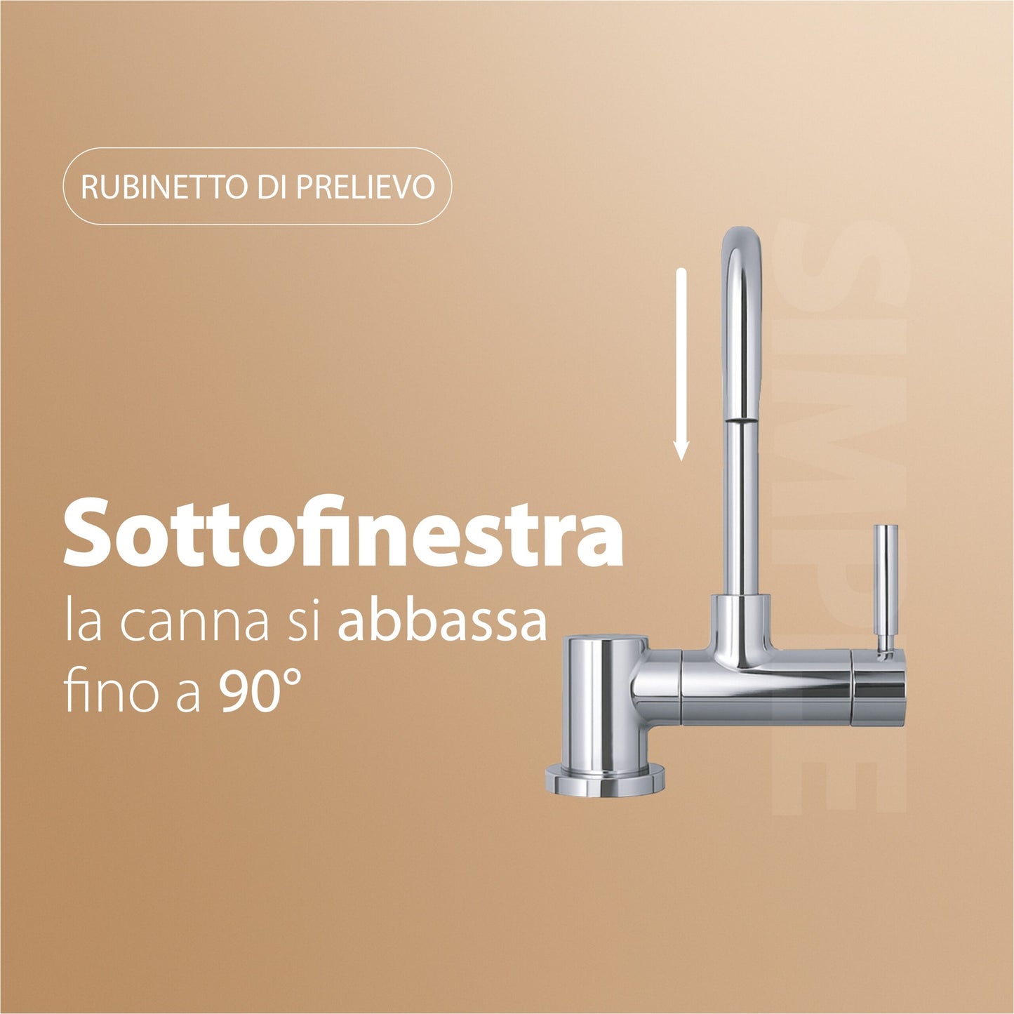 Simple Rubinetto di Prelievo 1 Via Abbattibile Sottofinestra per Depuratori d’acqua 1/4” Bianco