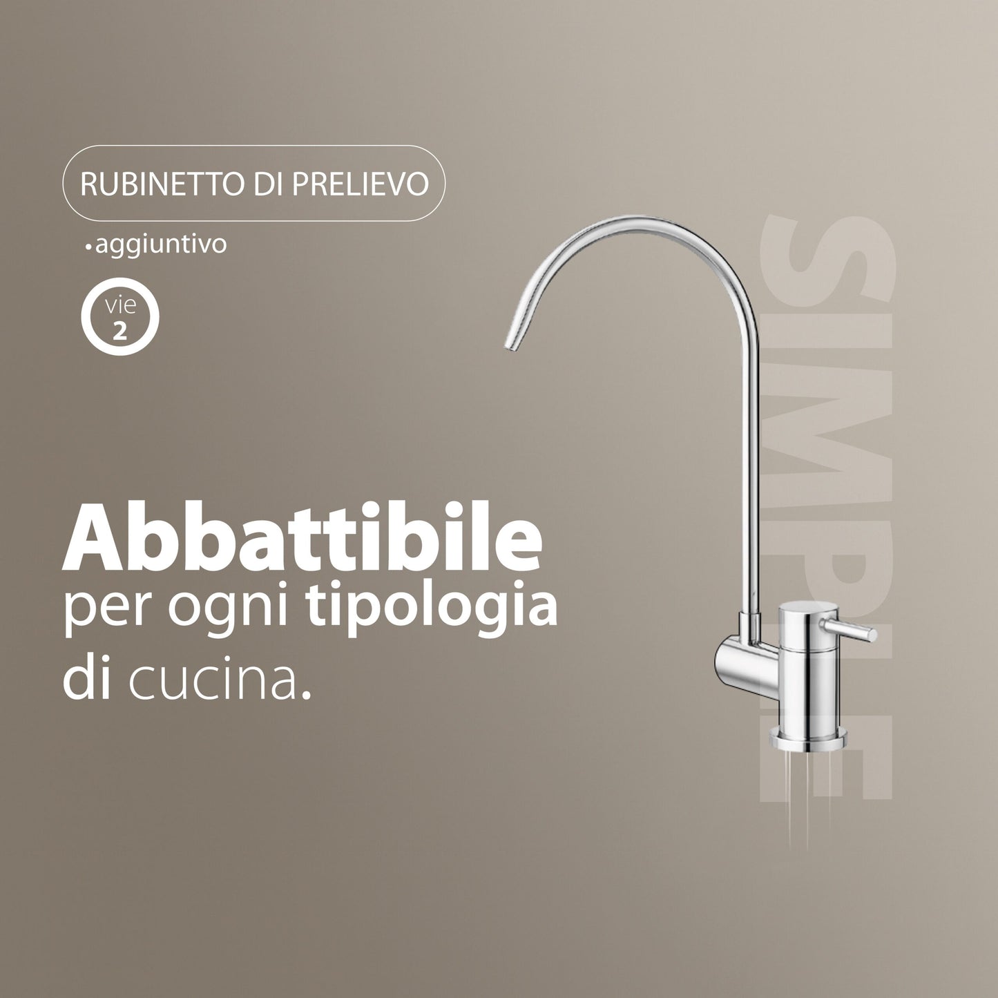Grifo Sencillo para Purificadores de Agua de 2 Vías Abatible Bajo Ventana 1/4” – Blanco