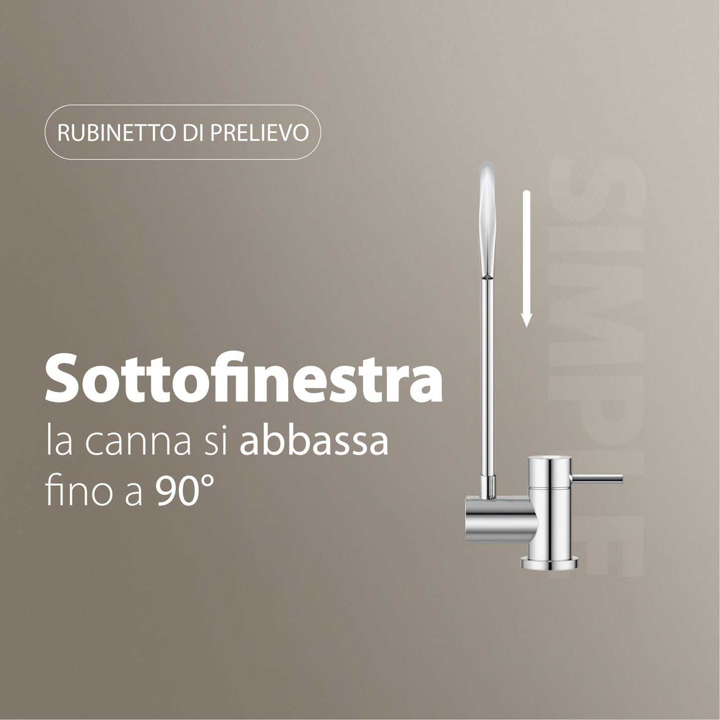 Grifo Sencillo para Purificadores de Agua de 2 Vías Abatible Bajo Ventana 1/4” – Blanco