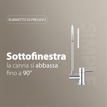 Grifo Sencillo para Purificadores de Agua de 2 Vías Abatible Bajo Ventana 1/4” – Blanco
