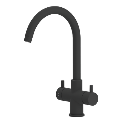 Rubinetto Cucina 4 Vie Verona Nero Opaco | Collo di Cigno Made in Italy | AcquaVitale®