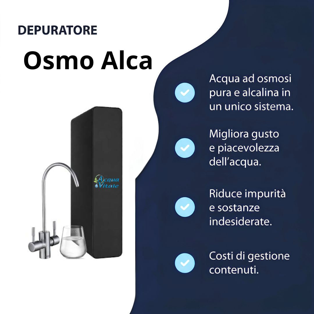 Osmo Alca Depuratore acqua Osmosi inversa diretta 2 Vie Acqua Liscia e Alcalina