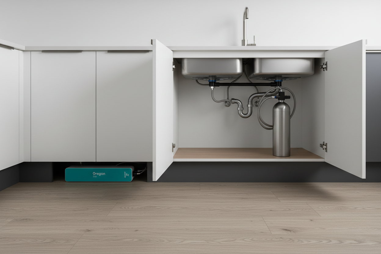 Depuratore nella parte bassa e bombola sotto lavello