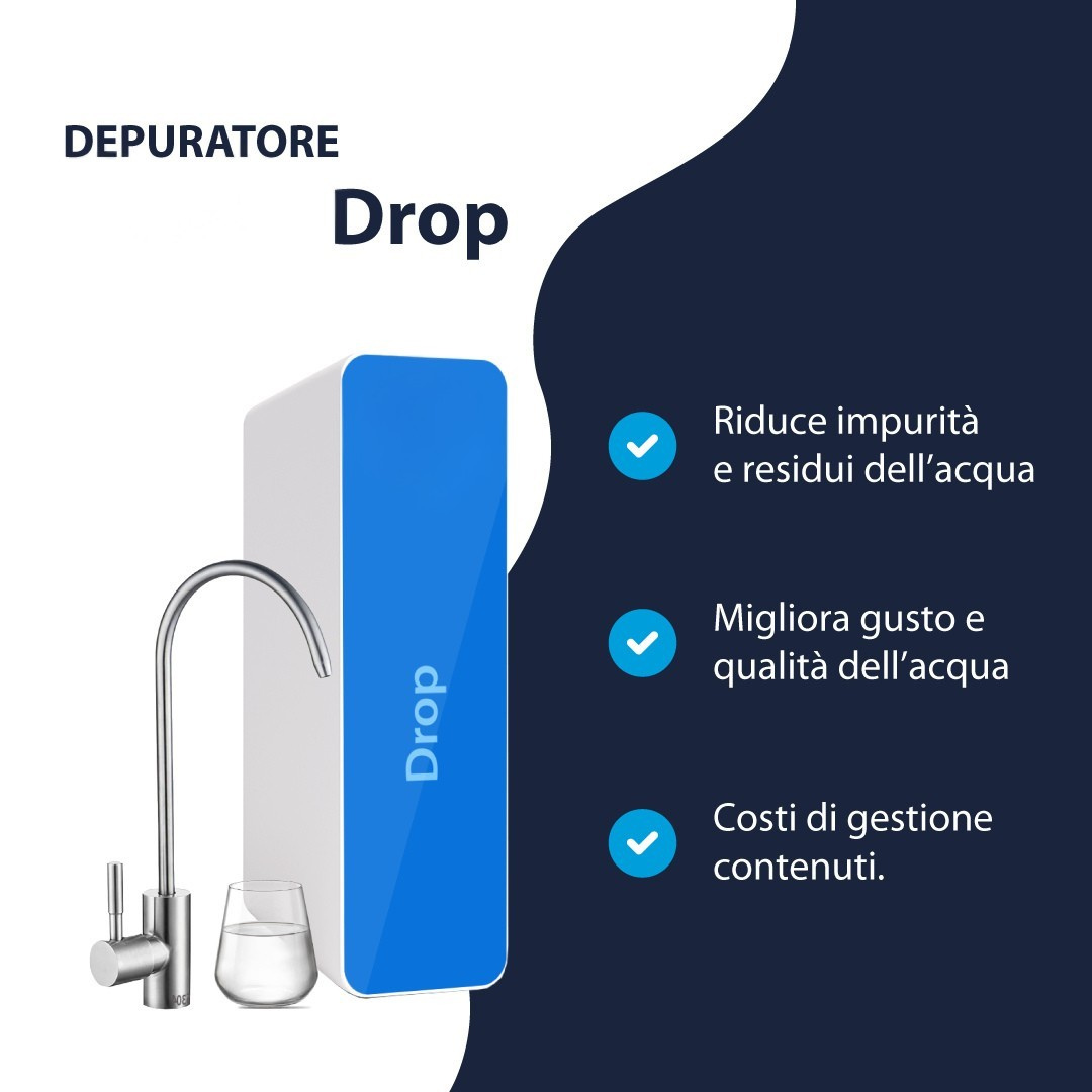 Drop – Depuratore Acqua a Microfiltrazione Sottolavello | Senza Corrente