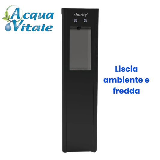 Kubica – Dispenser Acqua a Colonna Nero, Liscia Fredda e Ambiente | Made in Italy