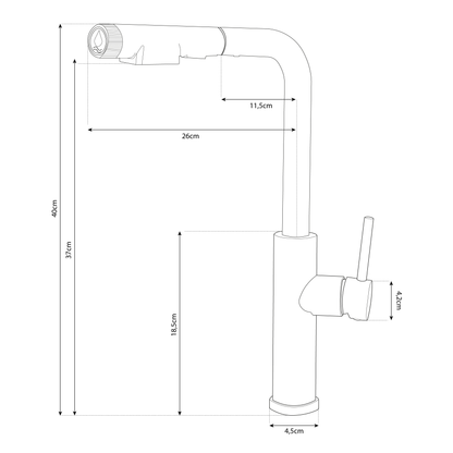 Grifo de cocina 384 con rociador extraíble de 3 vías Granito Avena