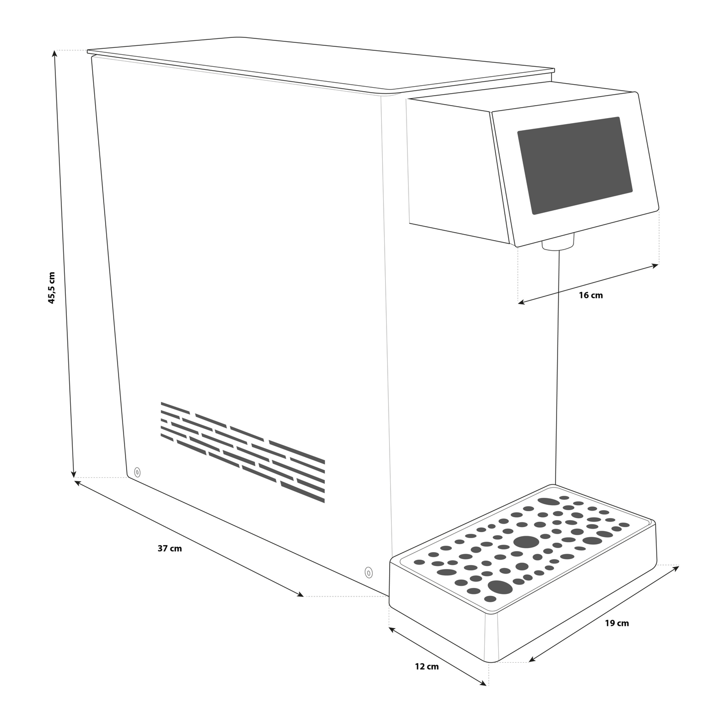 Kansas Electronic Refrigeratore acqua con Filtrazione Sopralavello 15Lt/h. Nero con display touch 4,3” – 3 Vie Liscia ambiente, fredda e gassata